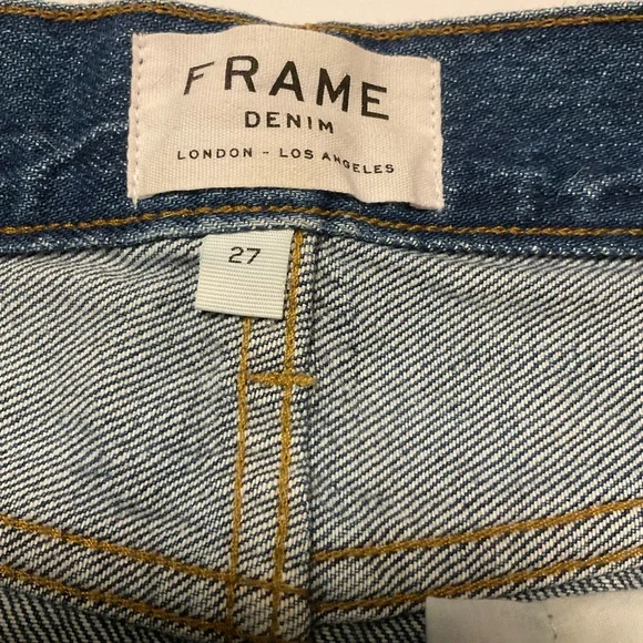 Frame Denim Mini Shirt, Washed Denim, 100% Cotton, 5-Pocket Style, Size 27 - Picture 9 of 12